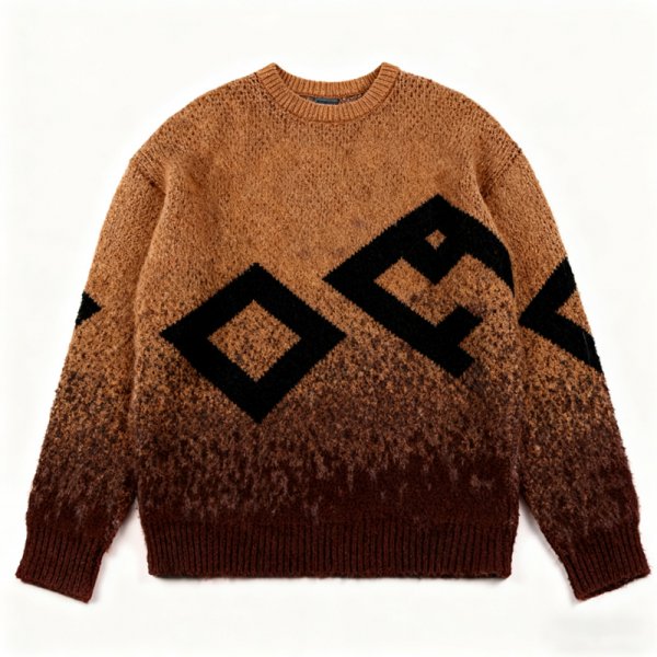 Women's Red Ombre Sweater with Heart Appliqués