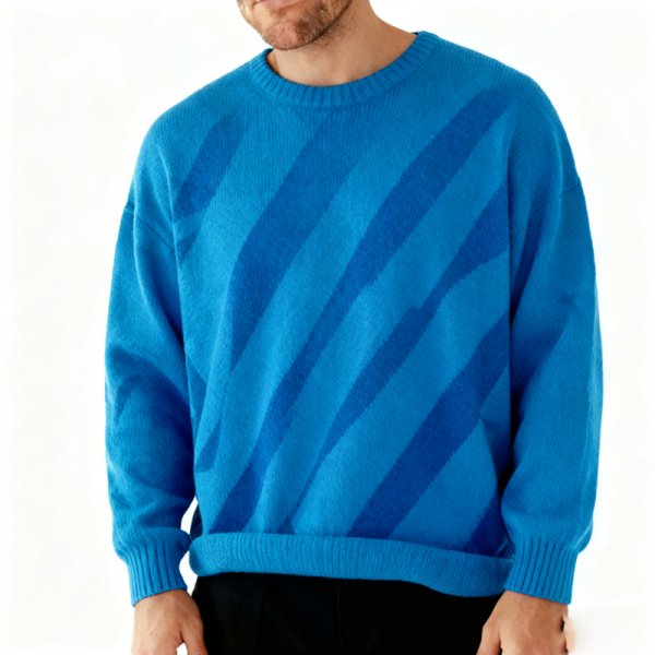 Blue-Purple Gradient Wave Crew Neck Sweater