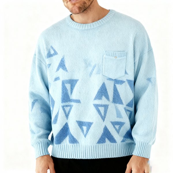 Soft Sky Blue Solid Crew Neck Sweater