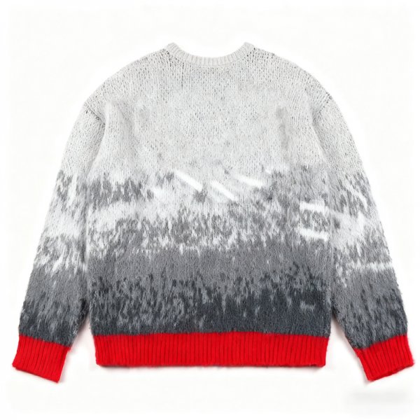 Women's Grey Marled Sweater with Striped Pattern