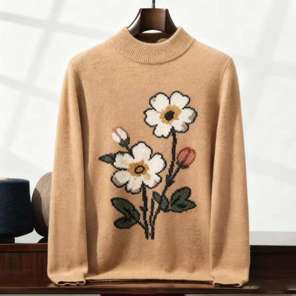 Women's Watercolor Wash Print Trench Coat – Artistic Oversized Winter Coat