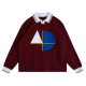 Women's Burgundy Polo Collar Sweater - "FEEL" Embroidered Graphic